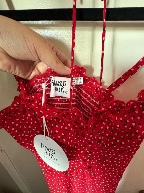 Princess Polly Red Printed Ruffle Mini Dress - Picture 2 of 2